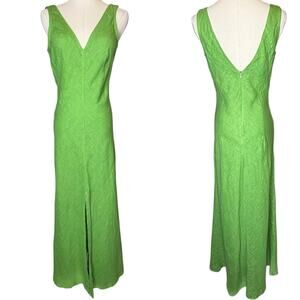 Haris Cotton Linen Maxi Dress Avocado Green Sleeveless V Neck size Small